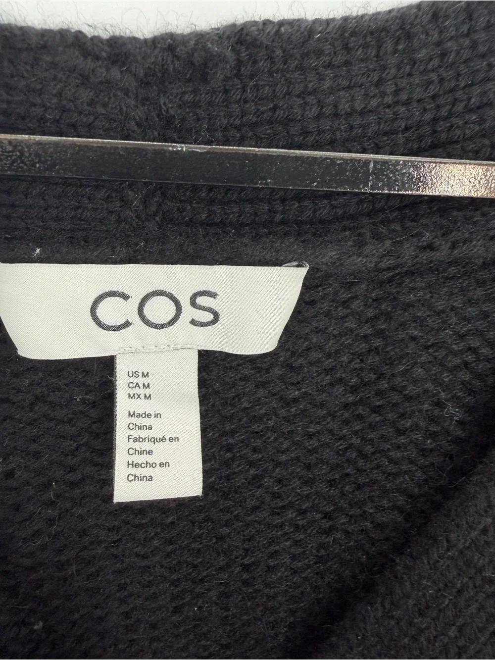 Cos Chunky Cropped Cashmere Wool Blend Cardigan In Black